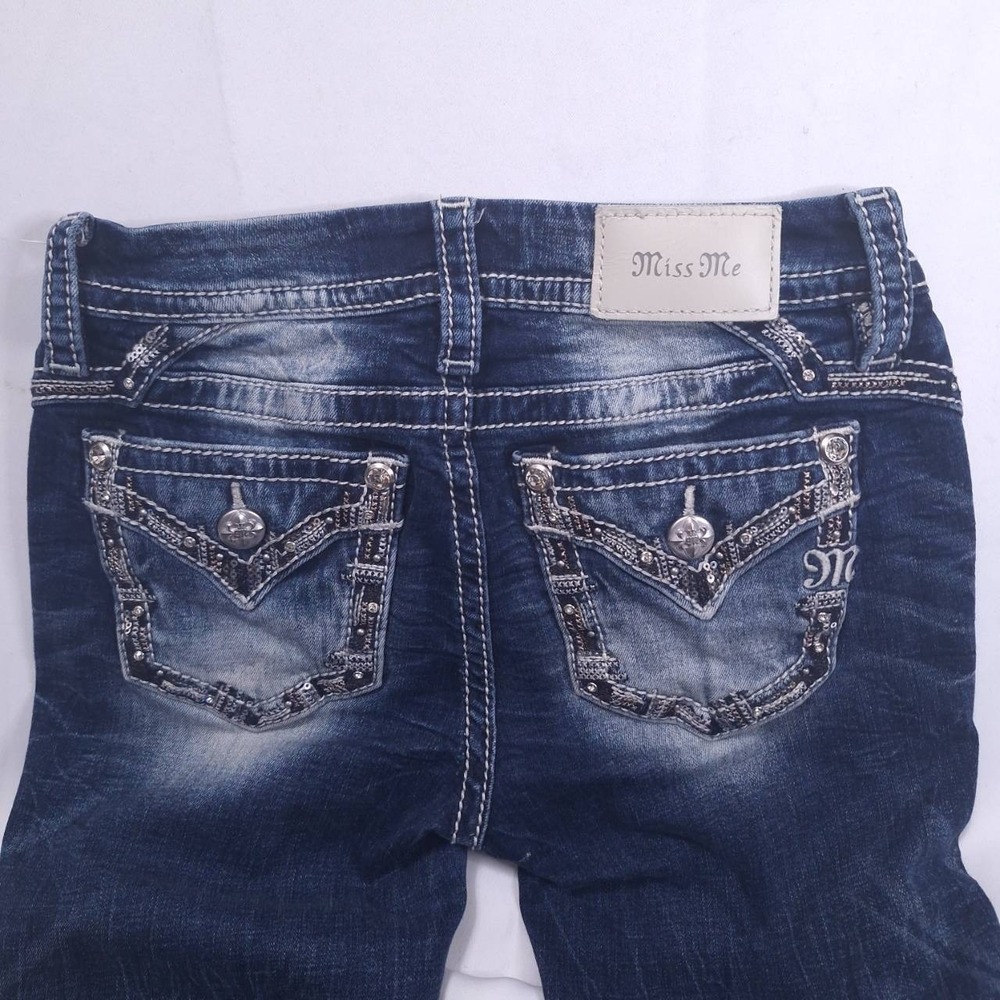 Miss Me Embellished Low Rise Ankle Skinny Jeans Women's Sz‎ 24 Rhinestone Denim